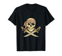 Pirate Skull with Crossed Swords Artwork Jolly Rogers T-Shirt