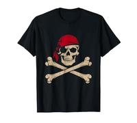 Pirate Skull with red Bandana Skeleton Halloween for Kids T-Shirt