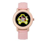 Pirate Skull Women's Wrist Watch Fashion Wristwatches with Pink Strap Gifts for Women Mother Wife Birthday