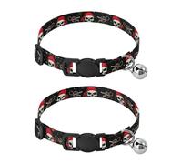 Pirate Skulls Cat Collar 2 Pack Cat Neck Collar Adjustable 10.6 to 17.1 Inches
