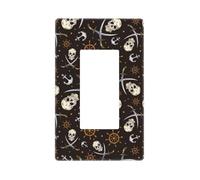 Pirate Skulls Wall Plate Covers, 1- Gang Screwless Wall Plates Standard Size 4.6" x 2.8", Decorative Light Switch Cover Plate Outlet Covers, Polycarbonate Thermoplastic