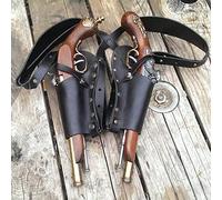 Pirate Steampunk Universal, Leather Double Flintlock Gun Shoulder Holster, Made Of Eco-friendly PU Leather, Adjustable Pistol Holder for Cosplay Costume
