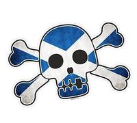 Pirate Style Skull & Crossbones with Scotland Scottish Saltire Flag Motif Vinyl Car Bumper Sticker Decal (small) 130x85mm approx.