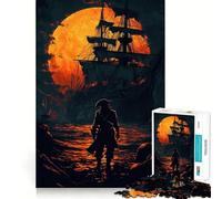 Pirate Sunset And Boat Jigsaw Puzzles 1000 Pieces for Adults Strengthen Recall Calm Mind Quality Edge Warm Surprise (38x52cm)