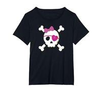 Pirate T Shirt Skull Crossbones Heart Eye Patch Costume Cute T-Shirt, Women's Plus, Black, 2X