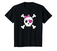 Pirate T Shirt Skull Crossbones Heart Eye Patch Costume Cute T-Shirt, Youth, Black, Small