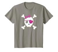 Pirate T Shirt Skull Crossbones Heart Eye Patch Costume Cute T-Shirt, Youth, Slate Grey, X-Small