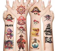 Pirate Tattoos Kids 10 Sheets,Cooled Pirat Temporary Tattoos,Waterproof Fake Children Tattoo Stickers for Boys Girls Pirate Theme Birthday Party Bags Fillers Gifts