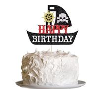 Pirate Themed Happy Birthday Cake Topper,Boys or Girls Pirate Nautical Sailing Treasure Sea of Thieves Theme Birthday party Decorations
