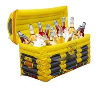 Pirate Treasure Chest Inflatable Cooler 23.6x11.8x15in PVC Party Cooler with Valve, Large Capacity Novelty Drink and Food for Pool, Beach, Picnic and Camping