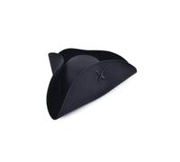Pirate Tricorn Hat Black Wool Felt Buccaneer Captain Fancy Dress Accessory