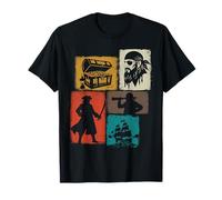 Pirate Vintage Collage Sailor Captain Treasure Hunter T-Shirt