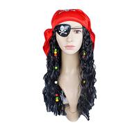 Pirate Wig Cap Halloween Role Playing Pirate Wig Headpiece Eye Patches Jack Captain Fancy Dress Cosplay Accessory for Halloween Party Decorations Ornament