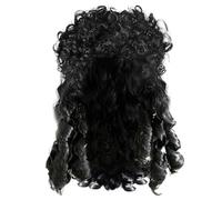 Pirate Wig Long Curly Wigs Pirate Costume Men Black Captain Man Costume for Halloween Cosplay Party Halloween Captain Men's Wig