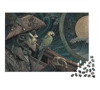 Pirate with Parrot Art Print Jigsaw Puzzles Puzzle for Adults Kids. 1000 Pieces Impossible Challenge Toy Educational Game Home Decoration for Adults& Kids Age 14 Years Up 52x38cm/1000pcs