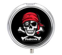 Piratecrew Jolly Roger Flag Skul Pill Box 3 Compartment Small Portable Medicine Case Pill Organizer for Pocket Purse