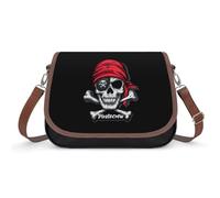 Piratecrew Jolly Roger Flag Skul Women's Leather Purses Crossbody Shoulder Bag Messenger Bag
