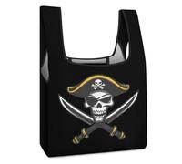 Piratejolly Roger Swords Flag Shopping Bag Reusable Grocery Tote Bag Foldable Handbag for Travel Picnic