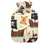 Pirates Adventure Beige Hot Water Bottle with Soft Cover Hand Feet Warmer Hot Water Bag for Neck and Shoulder Pain Relief