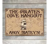 Pirates Cove Hangout Sign Pirate Lover Kid Pirate Room Caribbean Metal Plaque