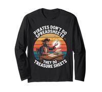Pirates don't do spreadsheets, they do treasure sheets Retro Long Sleeve T-Shirt