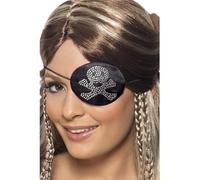 Pirates Eyepatch, Black and Silver, Diamante