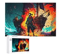 Pirate's Fiery Reckoning Displayable Picture Puzzle, 1000 PCS - Relaxing Home Activity, for Screen-Free Relaxation at Home