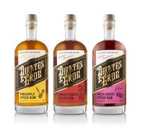 Pirate's Grog Rum Tropical Bundle - 3 x 700 ml | Honey, Pineapple & Smokey Ginger Spiced Rums | Oak Barrel Matured for Colour & Finish | Award Winning | Bold & Sweet | 37.5% ABV | Great Gift