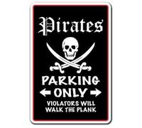 Pirates Parking Decal Blackbeard Captain Hook Kidd Gangplank Retro Metal Tin Sign 8X12 Inches