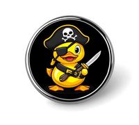 Pirates Rubber Duck Round Metal Brooches 1 Inch Memorial Badges Exquisite Decorations Pins for Clothing