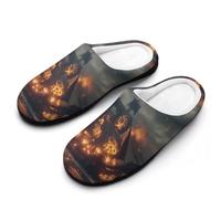 Pirates-Ship Men's Cotton Slippers Soft Comfy Slip Indoor Outdoor Casual House Shoes for Winter 7-8(40-41)