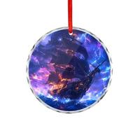 Pirates-ship Thunder Ocean Christmas Hanging Ornaments Crystal Glass Round Pendant Gifts for Xmas Trees Home Offices