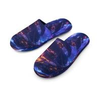 Pirates-ship Thunder Ocean Men's Cotton Slippers Memory Foam Comfort House Shoes Winter Indoor Slipper for Hotel Casa Spa