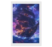 Pirates-Ship Thunder Ocean Shining Diamond Art Painting Kits for Adults Personalized Round Full Drill Paintings DIY Crafts Kit Home Decor 8"x12"