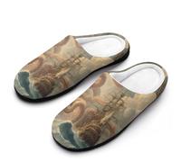 Pirates Shipiant Octopuss Sea Ocean Women's Slippers Non-Slip Rubber Warm Shoes for Winter Indoor Bedroom