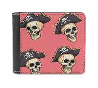 Pirates-Skull Bifold Wallet PU Leather Credit Card Holder Wallets Slim Front Pocket Money Clip