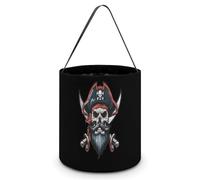 Pirates Skull Hat Crossbones Halloween Tricking Or Treating Bucket Bags Reusable Candy Basket Tote Pumpkin Party Favor Bag