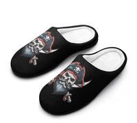 Pirates Skull Hat Crossbones Slippers Men Winter Warm Cotton Anti-Slip Indoor Slip-Ons House Shoes