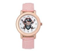 Pirates Skull Hat Crossbones Womens Leather Strap Elegant Lady Wrist Watches Casual Band Three-Hand Watch