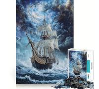 Pirates through The Storm Jigsaw Puzzles for Adults1000 Pieces Mind Skill Toy Quiet Hobby Design Assembly (50x75cm)