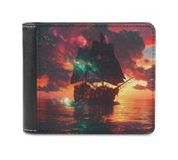 Pirates1 Ship Ocean Fantasy Funny Men's Wallet Soft Lightweight Bifold Wallets