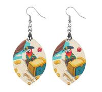 Pirateses Treasure Printed Wooden Earrings for Women Trendy Lightweight Charms Pendant Jewelry Love