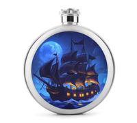 PiratesShip and Moon Hip Flasks 140ml Leakproof Stainless Steel Pocket Flask Alcohol for Hiking Travel