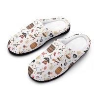 PiratesThemed Items Ship Bird Men's Memory Foam Slippers Lightweight Cotton House Shoes Cozy for Indoor Outdoor