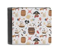 PiratesThemed Items Ship Bird Men's Wallet Bifold RFID Blocking Wallet Slim Billfold Pocket with Card Holders for Women