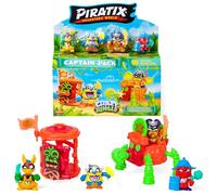 PIRATIX ADVENTURE WORLD Crazy Jungle Series, Captain Pack Black Silk - Includes 4 Piratix, 1 Golden Captain, 4 Neon Accessories, 1 Cage, 1 Cannon, 2 Exclusive Treasures, 2 Neon Flags. Pack 1/6