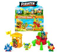 PIRATIX ADVENTURE WORLD Crazy Jungle Series - Captain Pack Pharaonix: 4 Piratix, 1 golden Captain, 4 neon accessories, 1 Cage, 1 Cannon, 2 neon treasures, 2 neon flags. Pack 1 out of 8