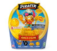 PIRATIX ADVENTURE WORLD Golden Treasure Series - Gold Pack The Champs Crew. Includes 5 Piratix Surprise, 1 Exclusive Treasure, 1 Exclusive Flag, 1 Podium, 6 Accessories and the Golden Captain King