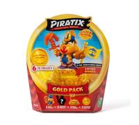 PIRATIX ADVENTURE WORLD Golden Treasure Series - Gold Pack The Show Band Crew. Includes 5 Piratix Surprise, 1 Exclusive Treasure, 1 Exclusive Flag, 1 Podium, 6 Accessories and Captain Golden Tina