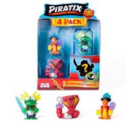 PIRATIX ADVENTURE WORLD Shark Treasure Series, Pack of 4, Contains 4 Piratix, 1 'Crystal' and 1 Surprise, and 4 'Crystal' Accessories, Pack 1 of 6